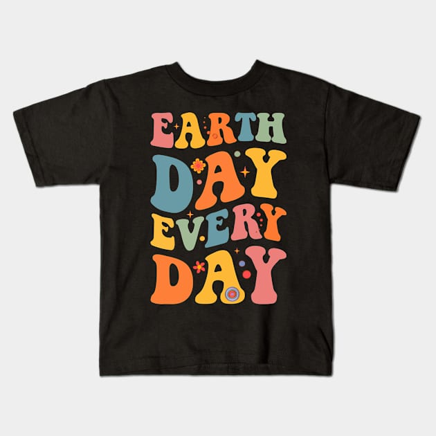 Earth Day Every Day Retro Vintage Sunset Happy Earth Day Kids T-Shirt by TrendyStitch